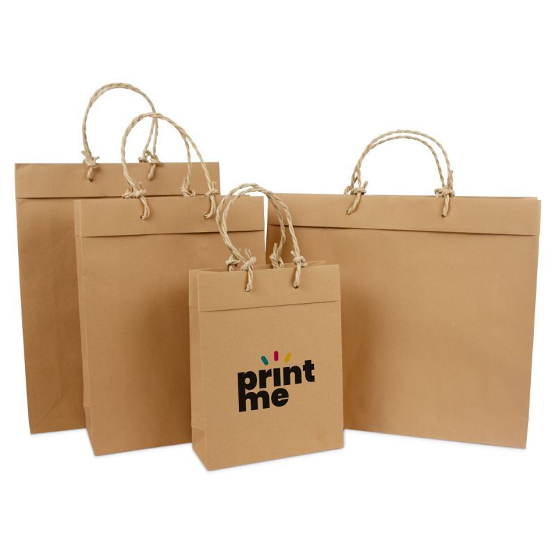 Luxury recycled Carrier Bags with a wrap-around flap 20+8x26cm Brown (100 pcs) [FP-DPK059]