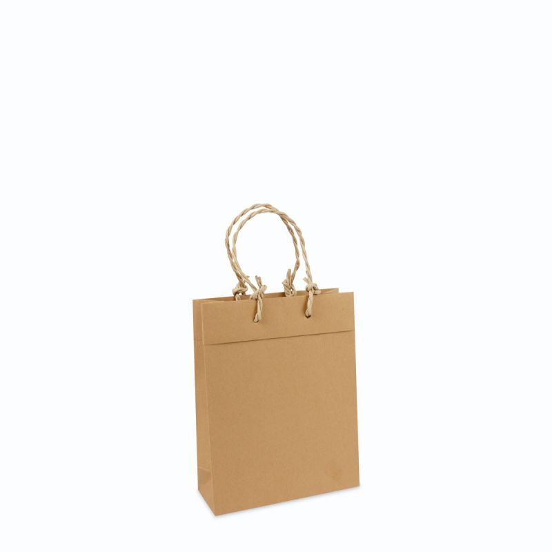 Luxury recycled Carrier Bags with a wrap-around flap 20+8x26cm Brown (100 pcs) [FP-DPK059]