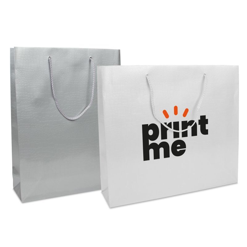 Luxury Carrier Bags Crocodile texture 40+10x35cm White (100 pcs) [FP-DPK069]