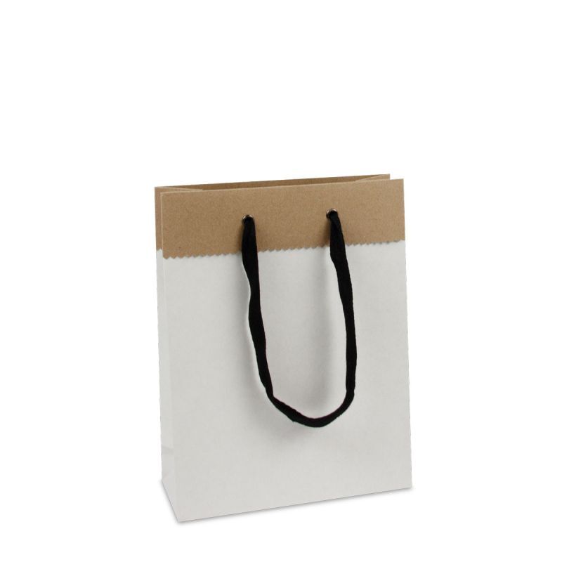 Luxury Carrier Bags Recycled Duplex Paper 20+8x26cm White (100 pcs) [FP-DPK084]