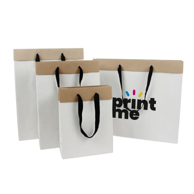 Luxury Carrier Bags Recycled Duplex Paper 26+10x35cm White (100 pcs) [FP-DPK085]