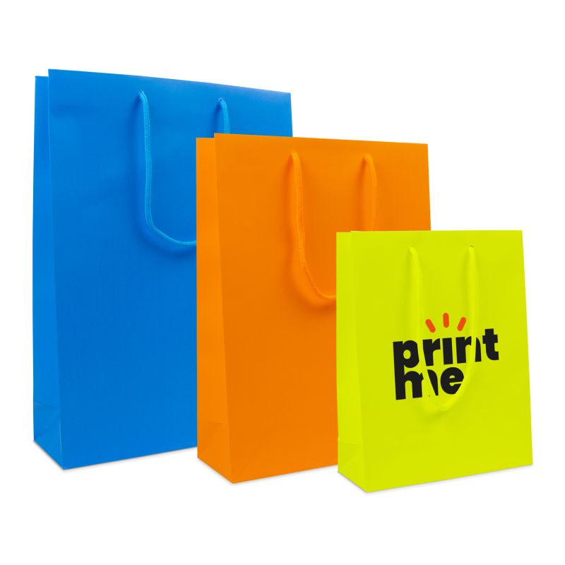 Luxury Carrier Bags - Fluorescent matt 20+8x26cm Yellow (100 pcs) [FP-DPK094]