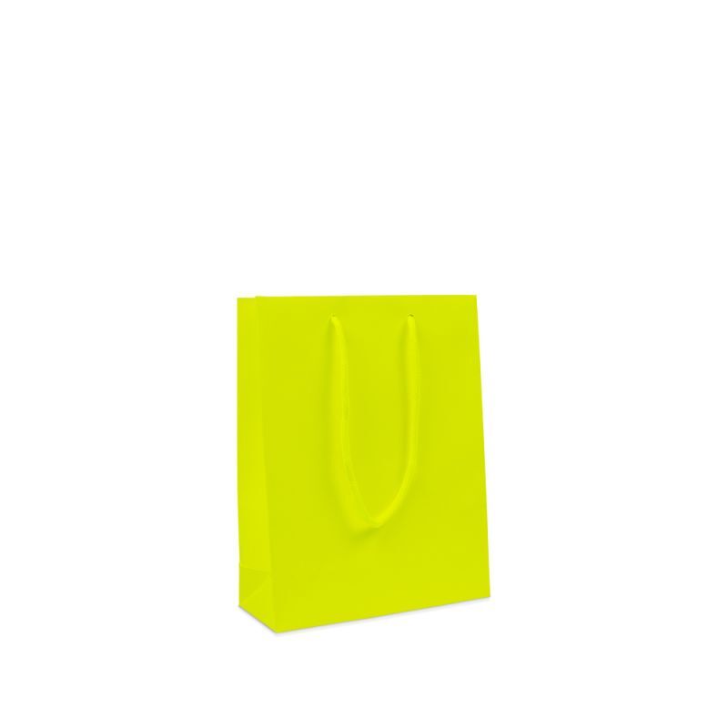 Luxury Carrier Bags - Fluorescent matt 20+8x26cm Yellow (100 pcs) [FP-DPK094]