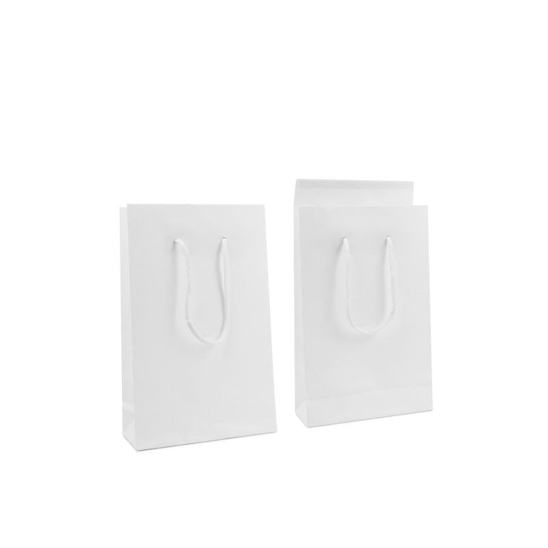 Luxury Carrier Bags with a flap 20+8x32cm White (100 pcs) [FP-DPK144]