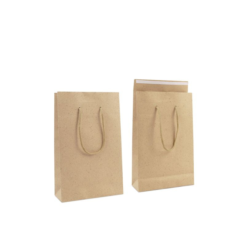 Luxury Carrier Bags with a flap 20+8x32cm Brown grey (100 pcs) [FP-DPK145]