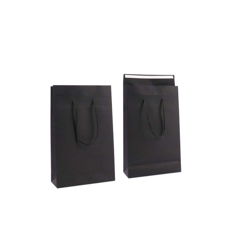 Luxury Carrier Bags with a flap 20+8x32cm Black (100 pcs) [FP-DPK147]
