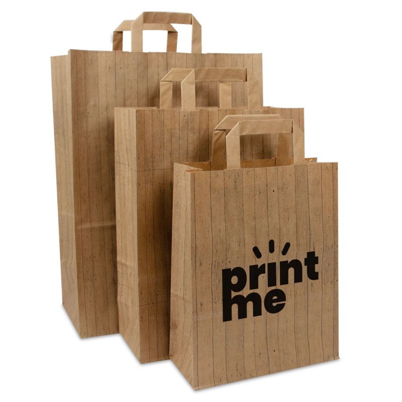 Kraft Carrier Bags – Wood texture 26+12x35cm Brown FSC®-certified (250 pcs) [FP-DPL047]