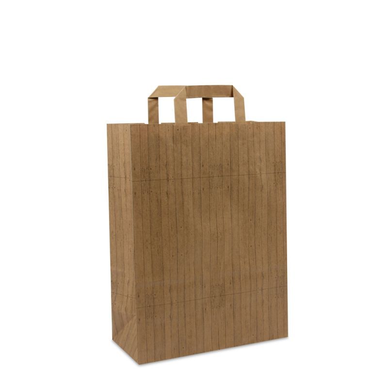 Kraft Carrier Bags – Wood texture 26+12x35cm Brown FSC®-certified (250 pcs) [FP-DPL047]
