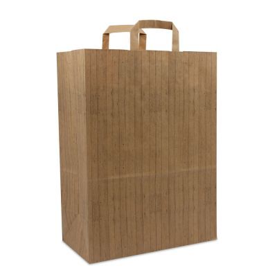 Kraft Carrier Bags Wood texture 32+17x44cm Brown FSC®-certified (250 pcs) [FP-DPL048]