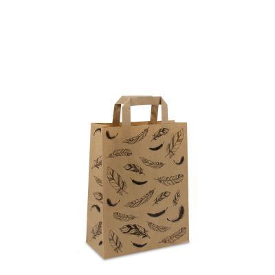 Kraft Carrier Bags Feathers 22+10x28cm Brown FSC®-certified (250 pcs) [FP-DPL050]