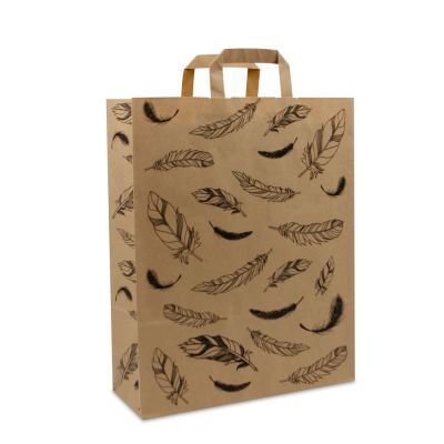 Kraft Carrier Bags Feathers 32+12x40cm Brown FSC®-certified (250 pcs) [FP-DPL052]