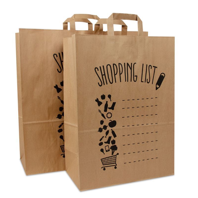 Kraft Carrier Bags Shopping list 32+17x44cm Brown (250 pcs) [FP-DPL059]