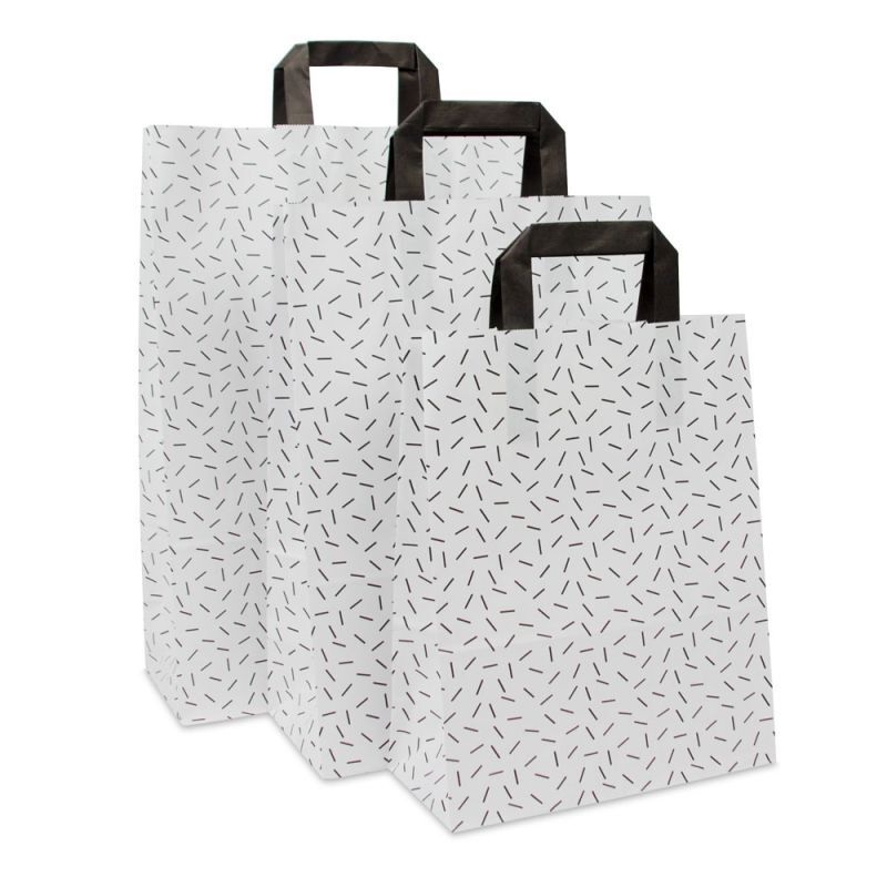 Kraft Carrier Bags Sprinkle 26+12x35cm White (250 pcs) [FP-DPL073]