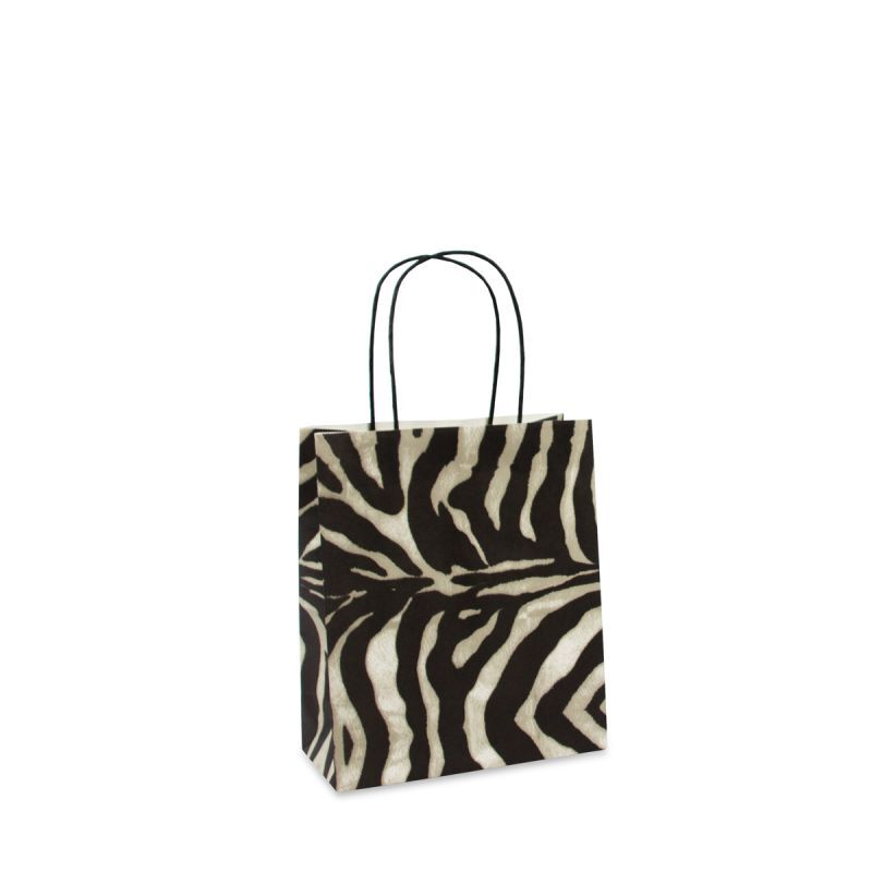 Twisted Carrier Bags 22+10x26cm Zebra (200 pcs) [FP-DPT025]