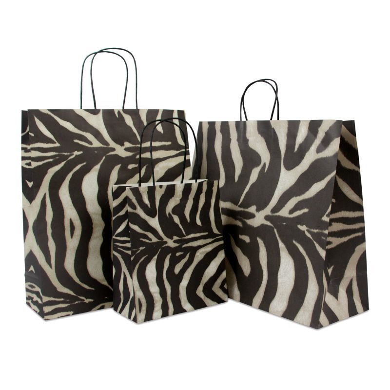 Twisted Carrier Bags 36+12x41cm Zebra (150 pcs) [FP-DPT029]