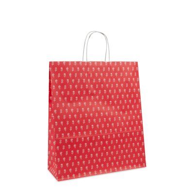 Twisted Carrier Bags Flowers 35+14x41cm Red (250 pcs) [FP-DPT084]