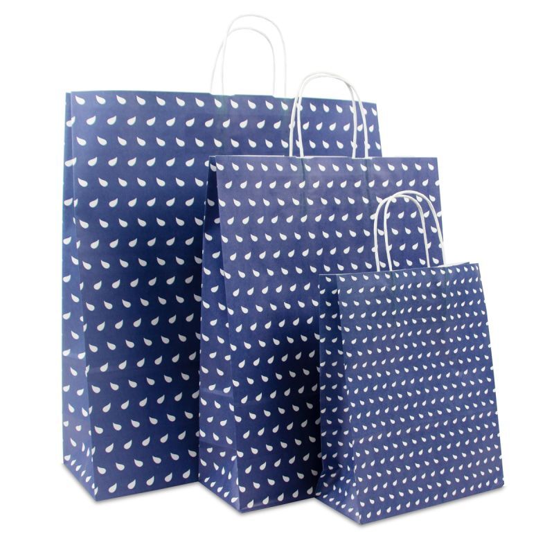 Twisted Carrier Bags Wave 22+10x28cm Dark Blue (250 pcs) [FP-DPT086]