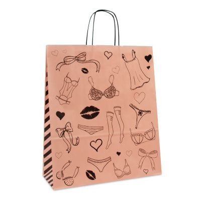 Twisted Carrier Bags Lingerie 35+14x41cm Light Pink (250 pcs) [FP-DPT091]