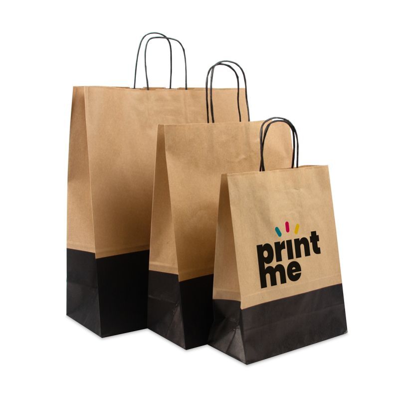 Twisted Carrier Bags Brown/Black duotone 22+10x28cm (250 pcs) [FP-DPT104]