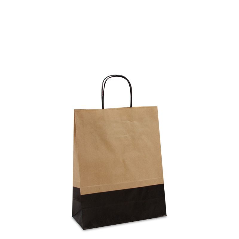 Twisted Carrier Bags Brown/Black duotone 22+10x28cm (250 pcs) [FP-DPT104]