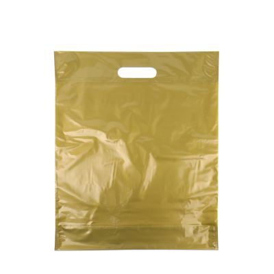 Plastic Carrier Bags 35x44+2x4cm Gold (500 pcs) [FP-DQU013]