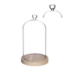 Bell Jar Heart Wood Base Ø14 h.24 cm (1 pcs) [IFS-29364]