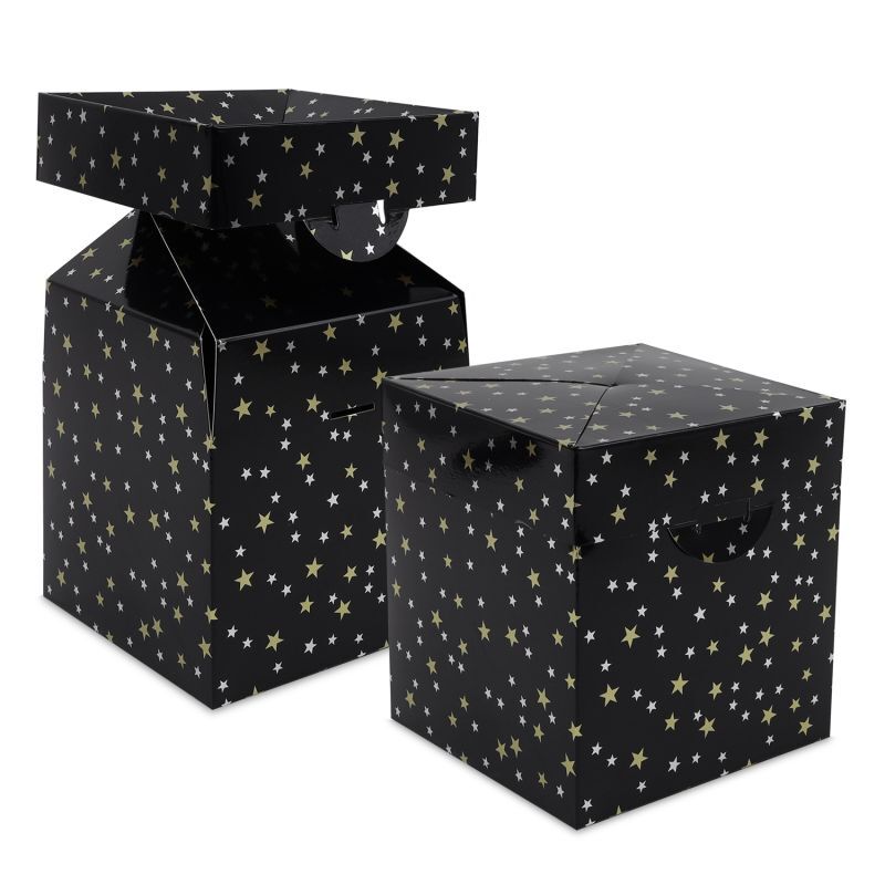 Christmas pop-up boxes - Stars 15x15x16cm Black (50 pcs) [FP-KDS001]