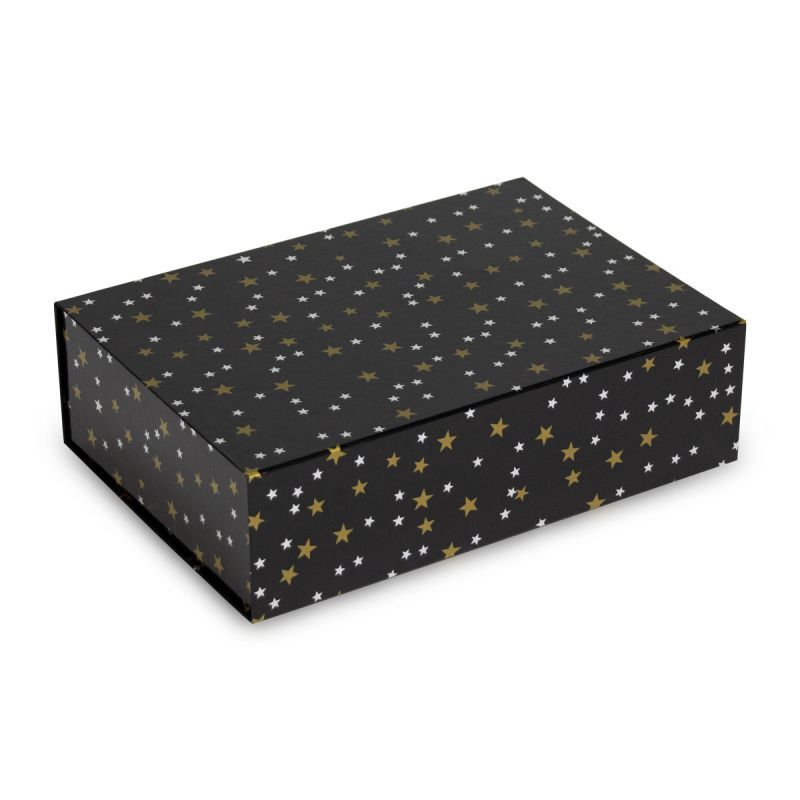 Christmas magnetic boxes - Stars 35x25x10cm Black (25 pcs) [FP-KDS002]