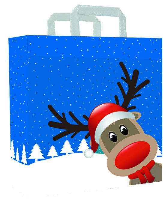 Paper Christmas bags - Christmas Friends 26+12x35cm White (250 pcs) [FP-KDT031]