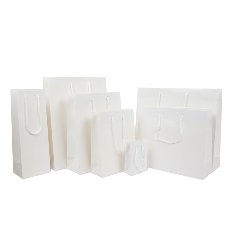 Glossy Carrier Bags 40+10x35cm White (100 pcs) [FP-DPK019]