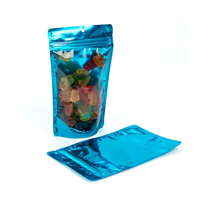 Stand Up Pouches Transparent/Blue 13x7,9x20,6cm With Hanghole (100 Pieces) [ZBGB3AM]