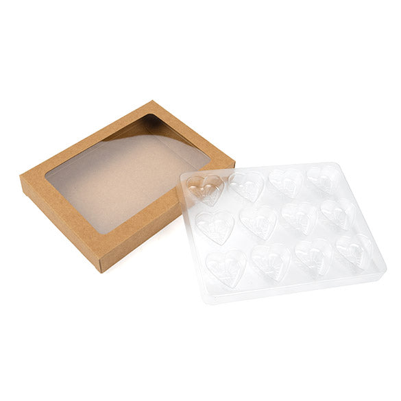 Kraft Artisan Candy Box Set, Heart Insert 10.2x2.1x13.8 cm (25 pieces) [CNDYH271]