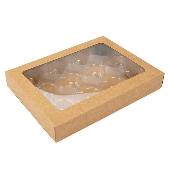 Kraft Artisan Candy Box Set, Heart Insert 10.2x2.1x13.8 cm (25 pieces) [CNDYH271]
