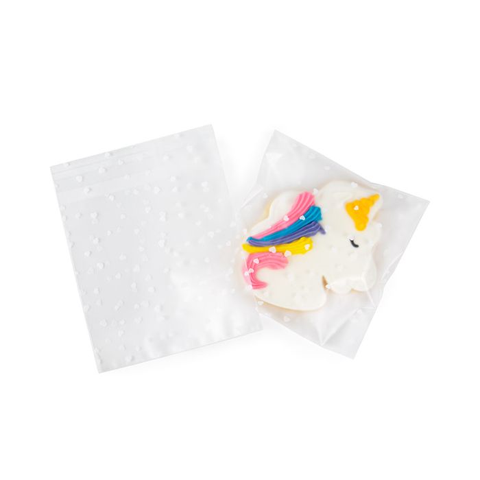 Frosted Plastic Bags 11,4x11,4 cm with Hearts Peal and Seal (100 pieces) [B44FHXL]