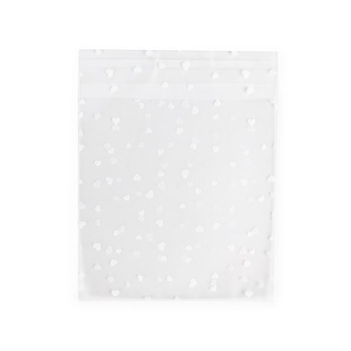 Frosted Plastic Bags 11,4x11,4 cm with Hearts Peal and Seal (100 pieces) [B44FHXL]