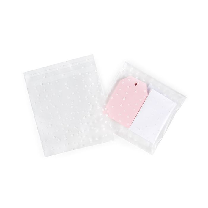 Frosted Plastic Bags 14x14 cm with Hearts Peal and Seal (100 pieces) [B55FHXL]