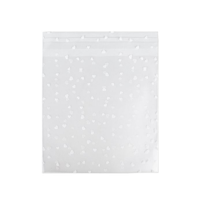 Frosted Plastic Bags 14x14 cm with Hearts Peal and Seal (100 pieces) [B55FHXL]