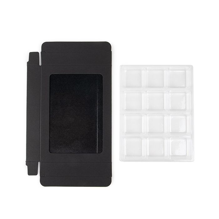 Black Kraft Artisan Candy Box Set, Square Insert 10.2x2.1x13.8 cm (25 pieces) [CNDY270B]