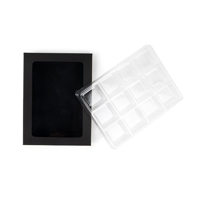 Black Kraft Artisan Candy Box Set, Square Insert 10.2x2.1x13.8 cm (25 pieces) [CNDY270B]