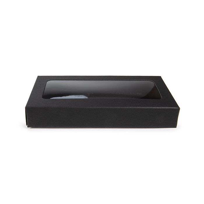 Black Gift Boxes Window Box w/ attached window 7x2.1x13.8 cm (25 pieces) [WKRGB315]