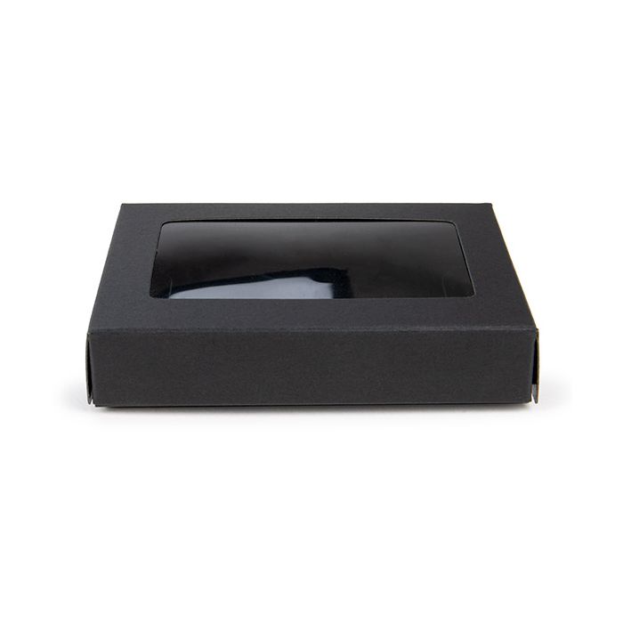 Black Gift Boxes Window Box w/ attached window 7x2.1x10.3 cm (25 pieces) [WKRGB317]