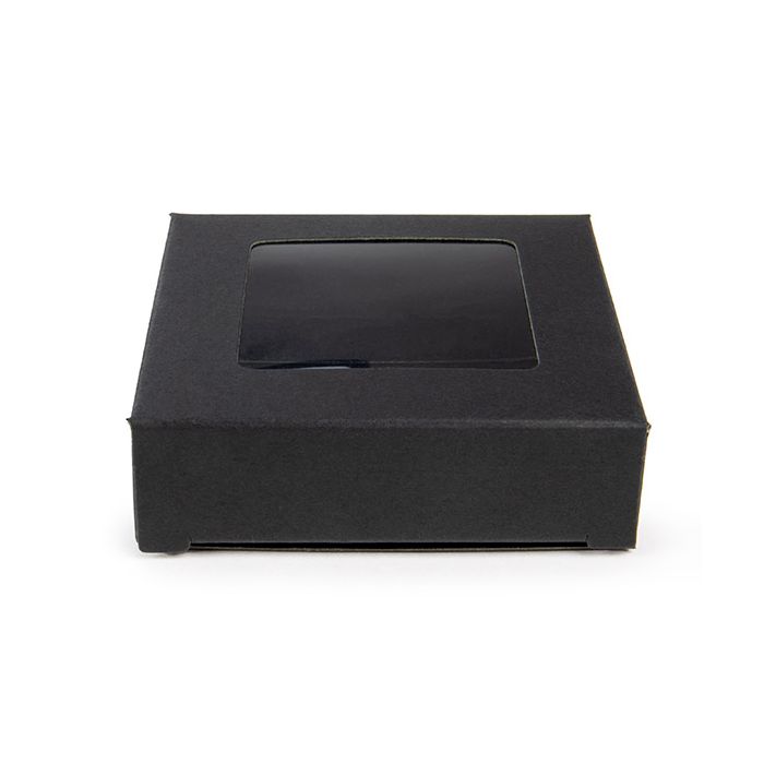 Black Gift Boxes Window Box w/ attached window 7x2.1x6.8 cm (25 pieces) [WKRGB319]