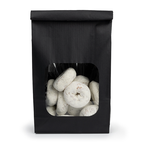 Black Kraft Tin Tie Bag w/ Window 15,2x7x26,7cm (100 pcs) [TTW3B]