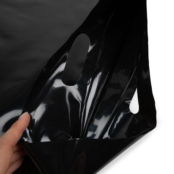 Plastic Carrier Bags Black 22.9x8.2x18.4cm 75 micron with Grip Seal (100 pieces) [ZH13BK5]