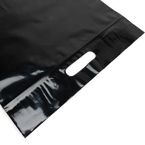 Plastic Carrier Bags Black 22.9x8.2x18.4cm 75 micron with Grip Seal (100 pieces) [ZH13BK5]