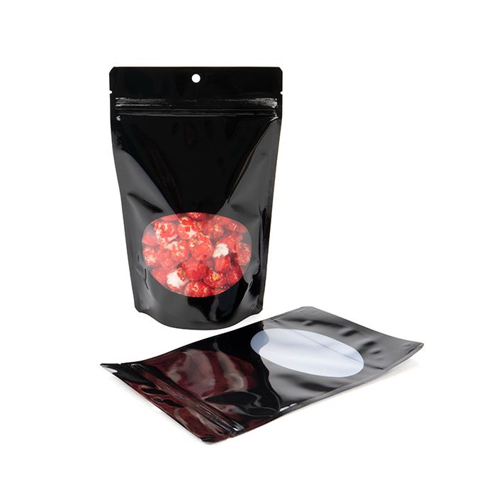 Stand Up Pouches Black 13x7,9x20,6cm With Hanghole (100 Pieces) [ZBGO3BH]