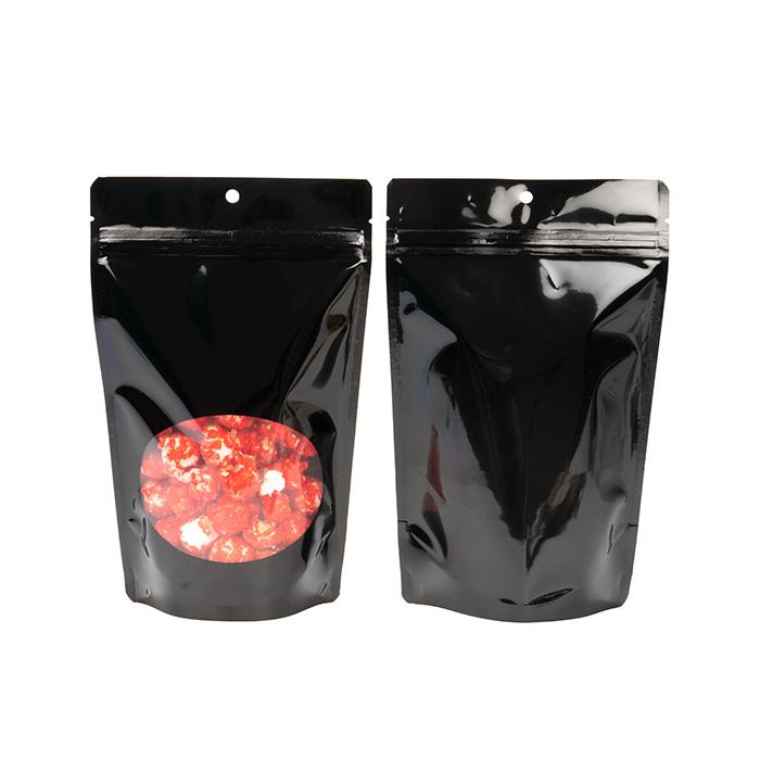 Stand Up Pouches Black 13x7,9x20,6cm With Hanghole (100 Pieces) [ZBGO3BH]