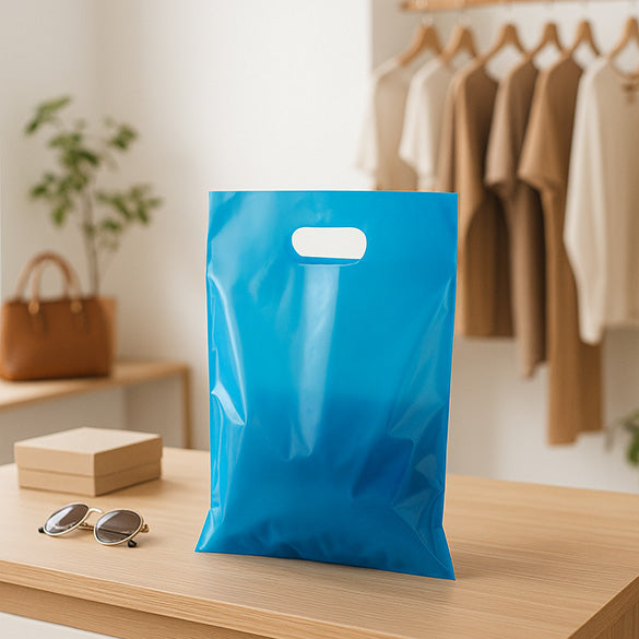 Plastic Carrier Bags Blue 22.9x30.5cm 60 micron LDPE (100 pieces) [H912BL1]