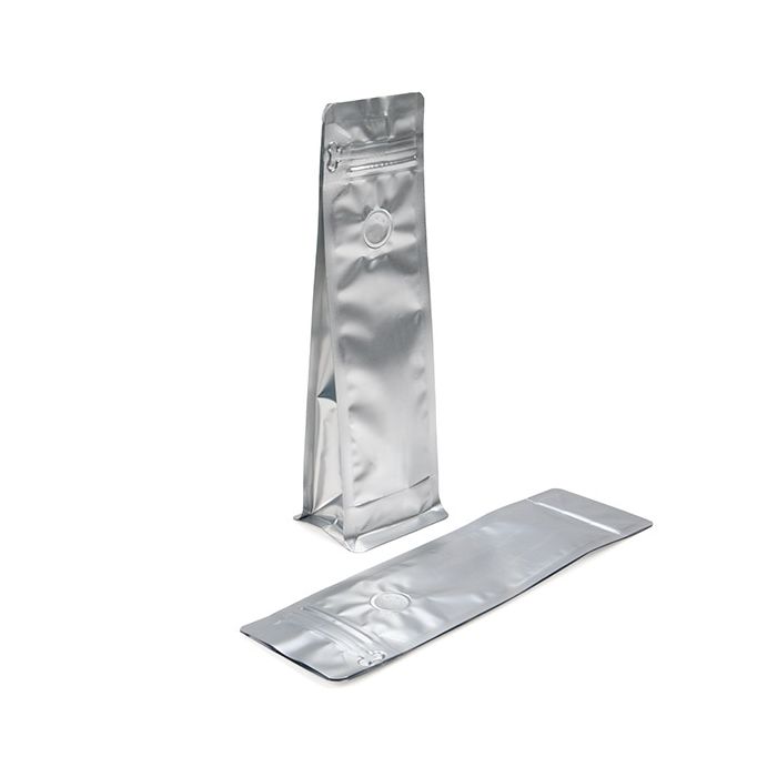 Blockbottom Coffee Bag Silver 7,9x6x26cm