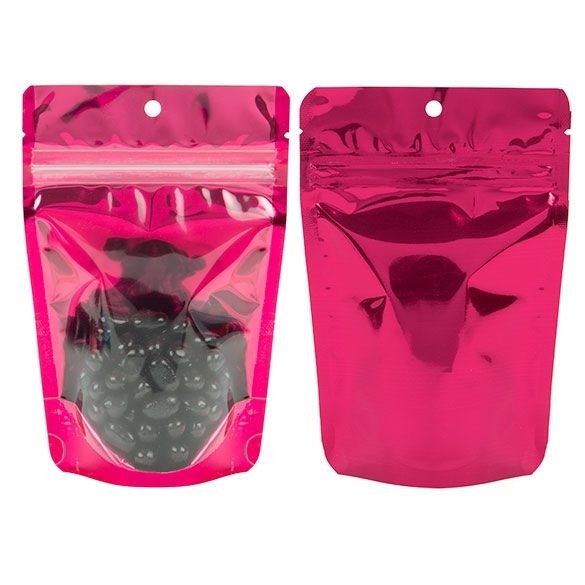 Stand Up Pouches Transparent/Fuchsia 10.2x6x15.2cm | 57 grams (100 pieces) [ZBGB2FS]
